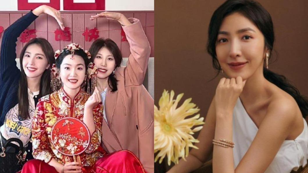 網友發現最左邊的伴娘激似女星楊謹華(右圖)。(圖/翻攝自微博、楊謹華IG)