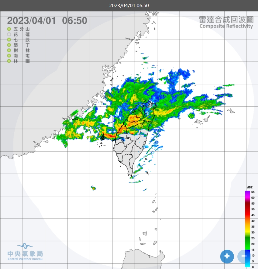 中部以北、東半部降雨明顯。(圖/中央氣象局)
