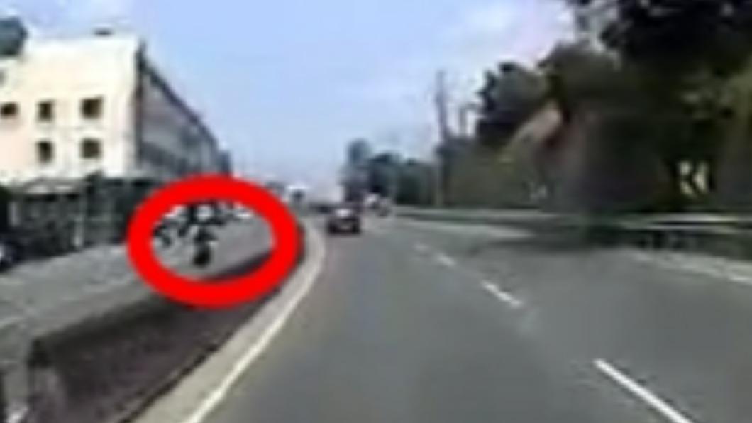小跑步橫越馬路。（圖／陳小龍授權提供）