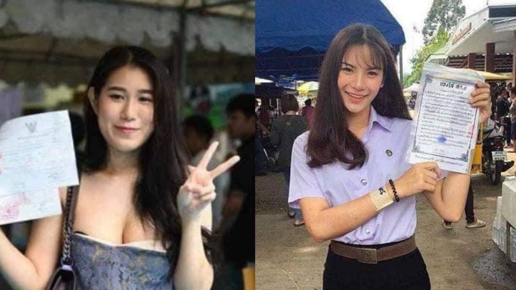 不少泰國男性變成超正女神,去做兵役體檢。(圖/翻攝自泰國清邁象臉書)
