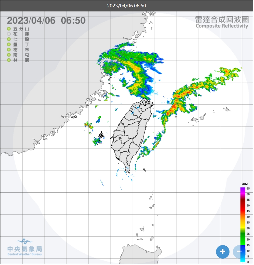 台南以北有局部短暫雨。(圖/中央氣象局)