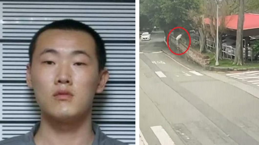 姜男翻牆逃脫。（圖／翻攝自內政部刑事警察局、右圖為台中第四警分局提供）