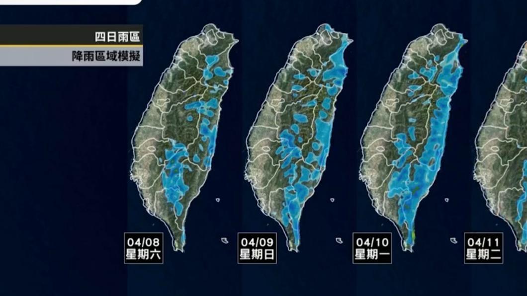 明日剩部分區域有短暫陣雨。（圖／翻攝自天氣風險 WeatherRisk臉書）