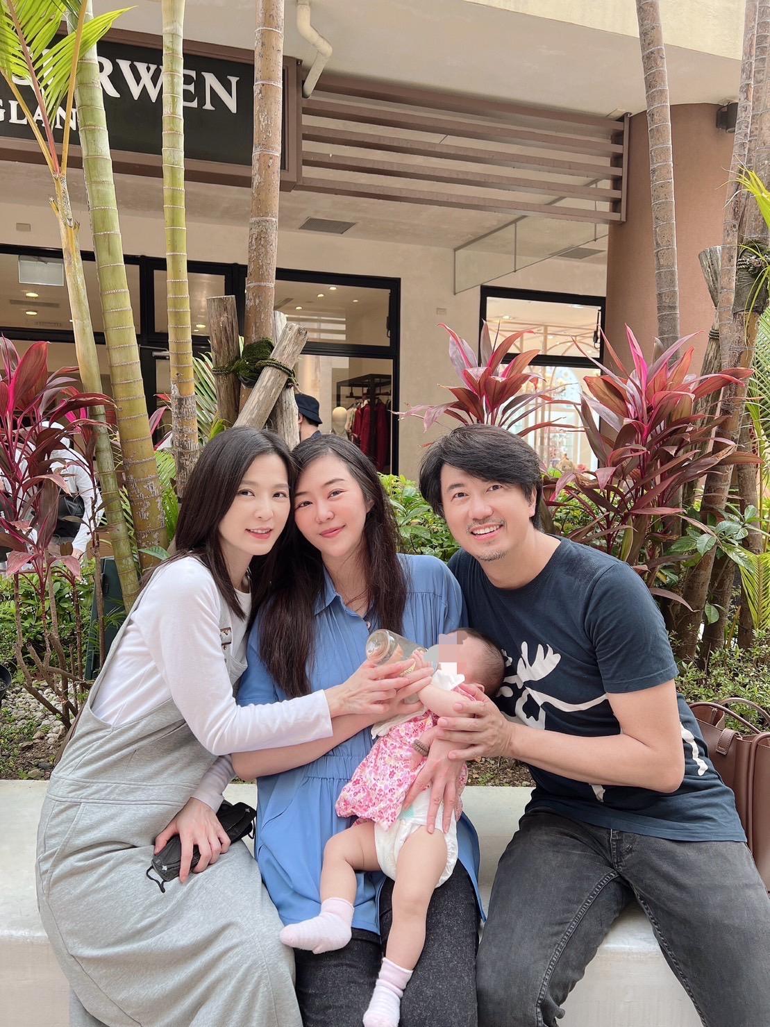 吳皓昇利用拍戲空檔帶老婆文汶跟女兒模模找乾媽楚宣相見歡。(圖/民視提供)