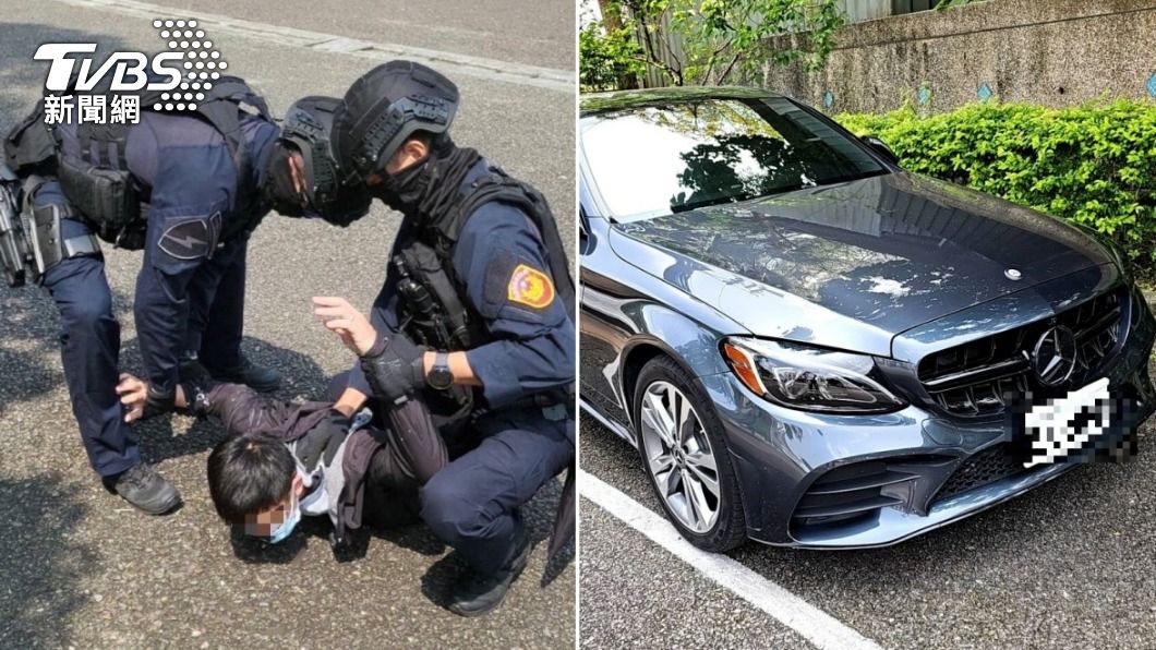 警方前日逮獲首腦「藍道」，並查獲租借的賓士名車。（圖／TVBS）