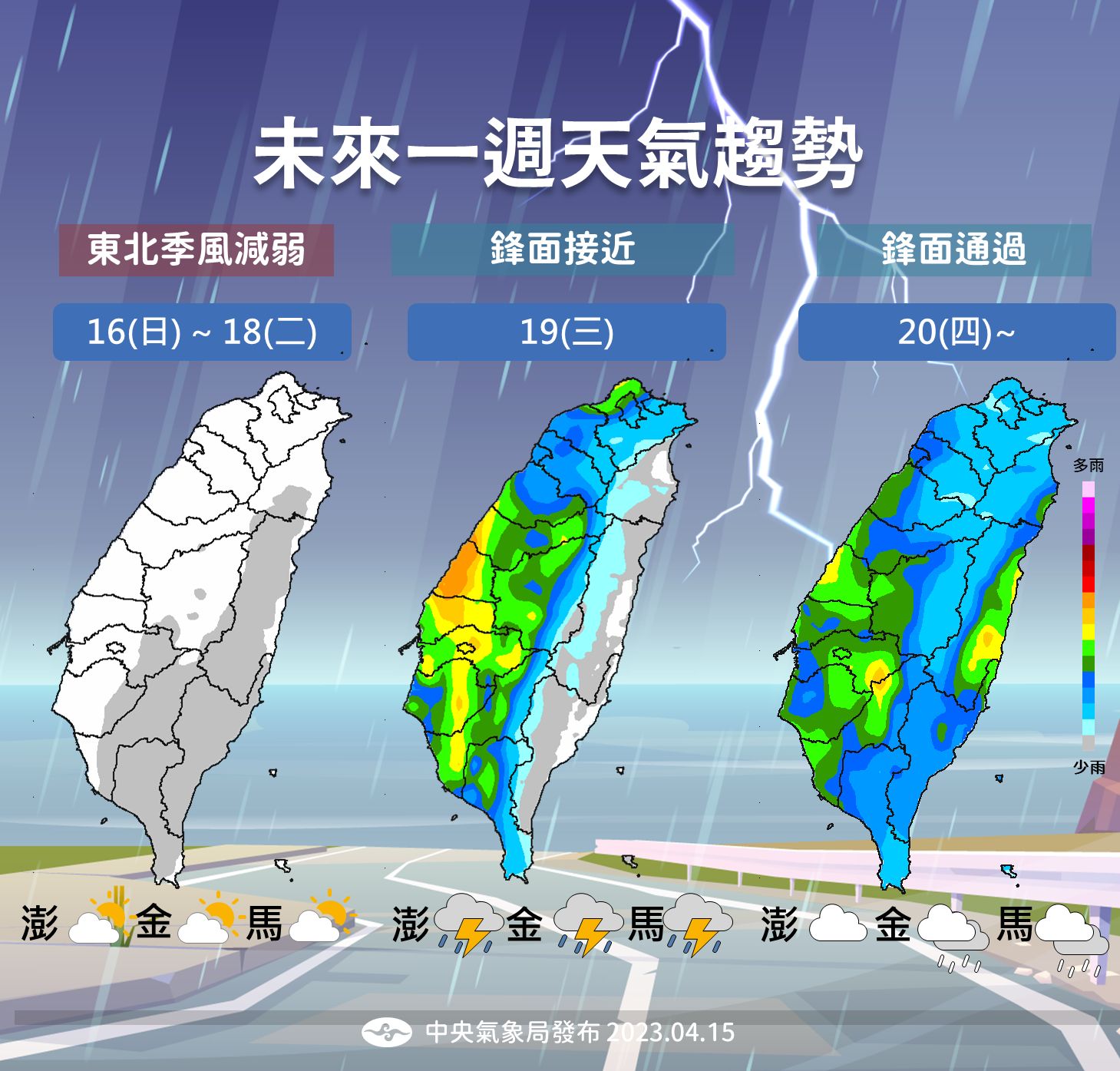 下週又有鋒面要來了,將帶來一波降雨。(圖/氣象局)