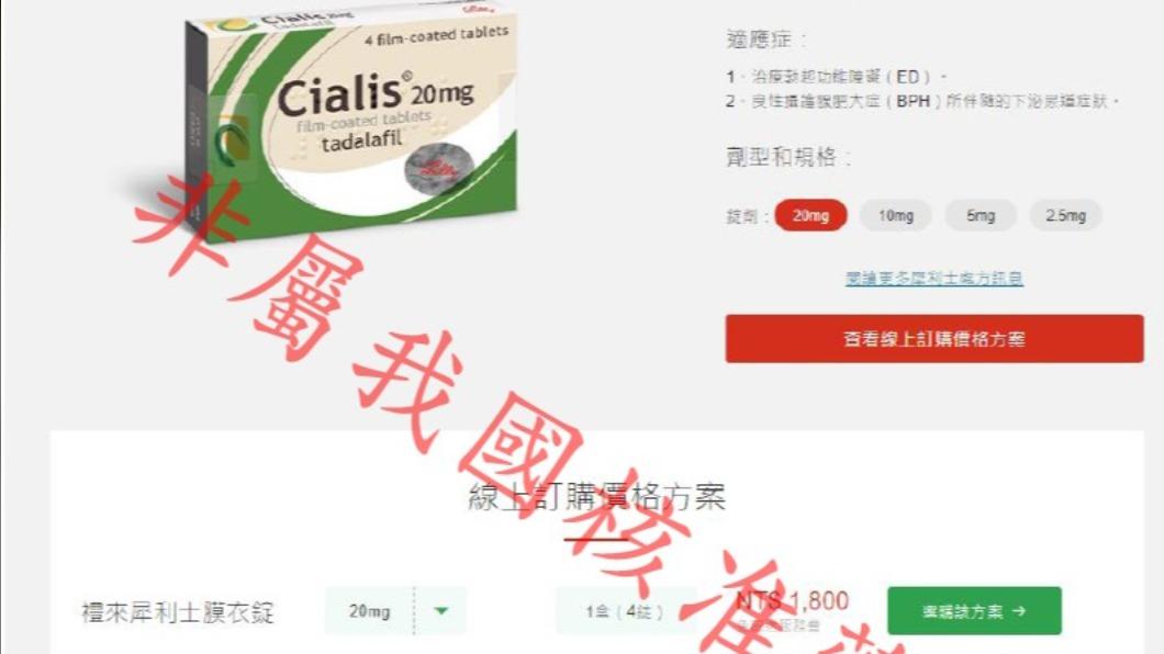 食藥署也提醒,犀利士屬於處方用藥,如果有相關健康問題,應就醫或循正常管道取得我國核准之藥品。(圖/食藥署提供)