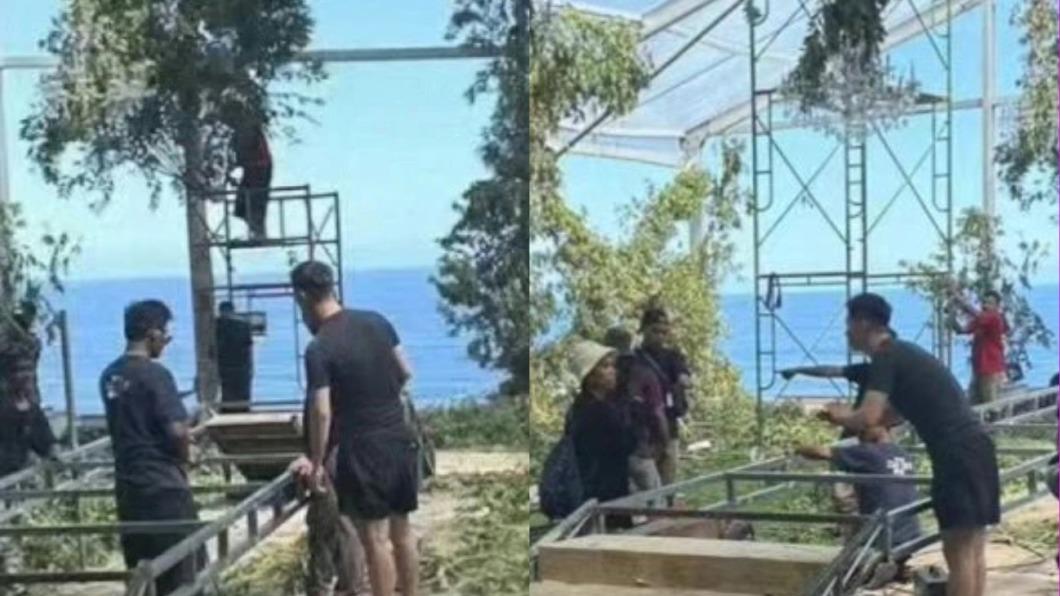 有網友在峇里島巧遇竇驍在監工婚禮佈置。(圖/翻攝自小紅書)