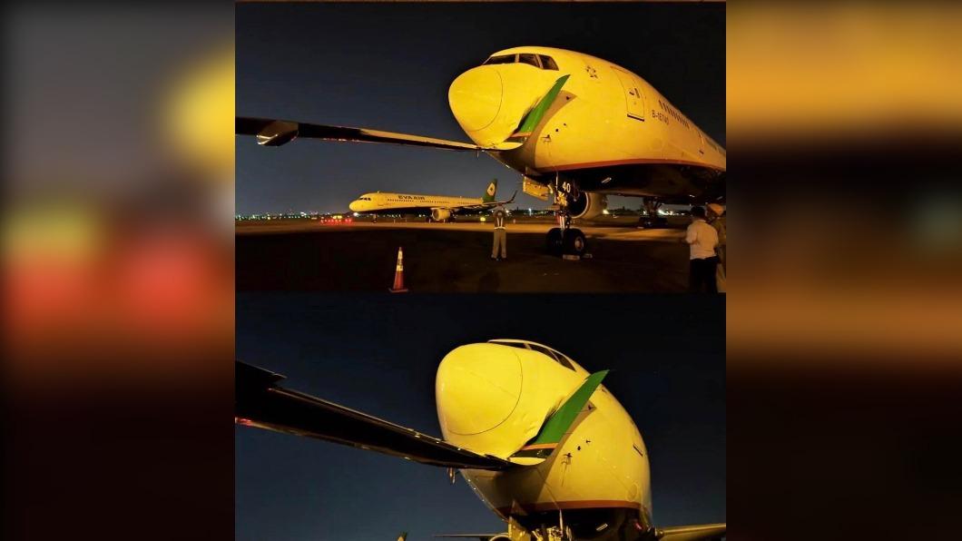 長榮拖機出包!A321機翼削入自家波音777機鼻 畫面曝
