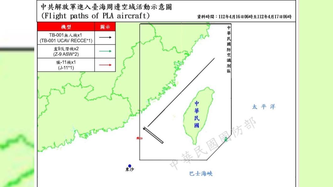 共機再度擾台。(圖/國防部提供)