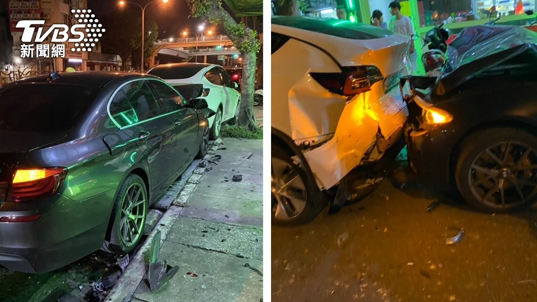 骨牌式全倒!BMW右偏毀7車 特斯拉慘挨撞車尾爆開了