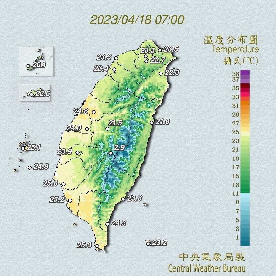 今日各地多雲,氣溫悶熱。(圖/中央氣象局)