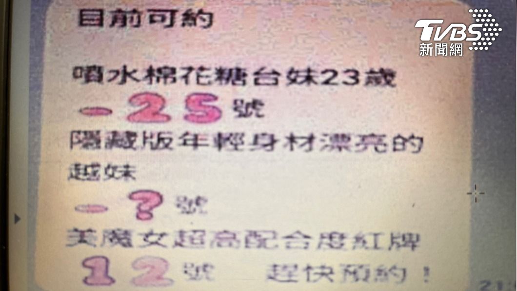 印尼船員奔按摩會館點「噴水棉花糖」從事性交易。(圖/警方提供)