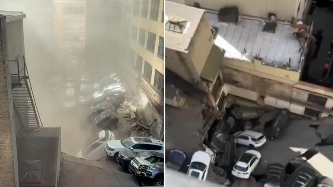 有片/紐約曼哈頓立體停車場倒塌 車輛堆疊至少1死5傷