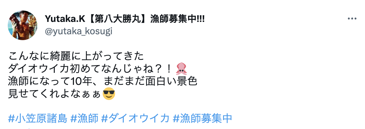 漁夫在推特開心地分享美麗的烏賊。(圖/翻攝自Twitter)