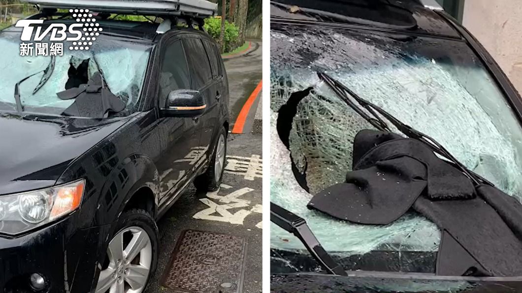 快訊／苗栗再傳落石傷人！休旅車遭擊落　玻璃碎成蜘蛛網