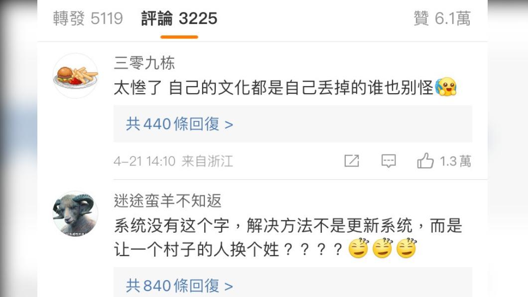 這則新聞讓部分網友感到不滿。(圖/翻攝自微博)