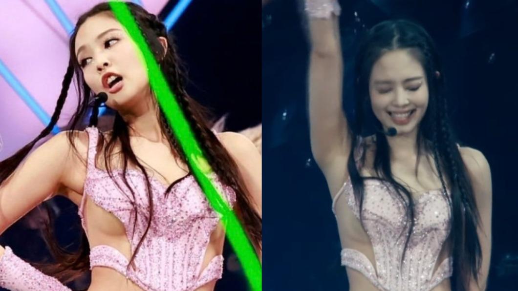 JENNIE的表演服裝讓「渾圓曲線」全都露。（圖／翻攝自@童姥童姥、迷妹速报微博）