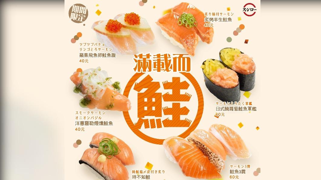 台灣壽司郎4月12日起至4月30日限時祭出「鮭魚3貫」。(圖/翻攝自台湾スシロー 台灣壽司郎)