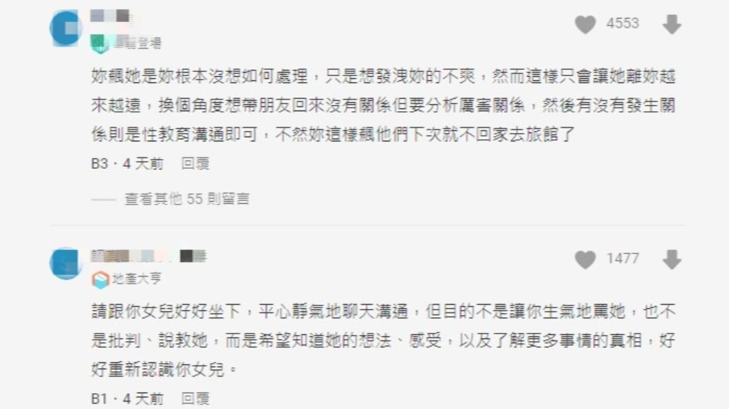 有網友分享該不該對女兒發飆。(圖/翻攝自Dcard)