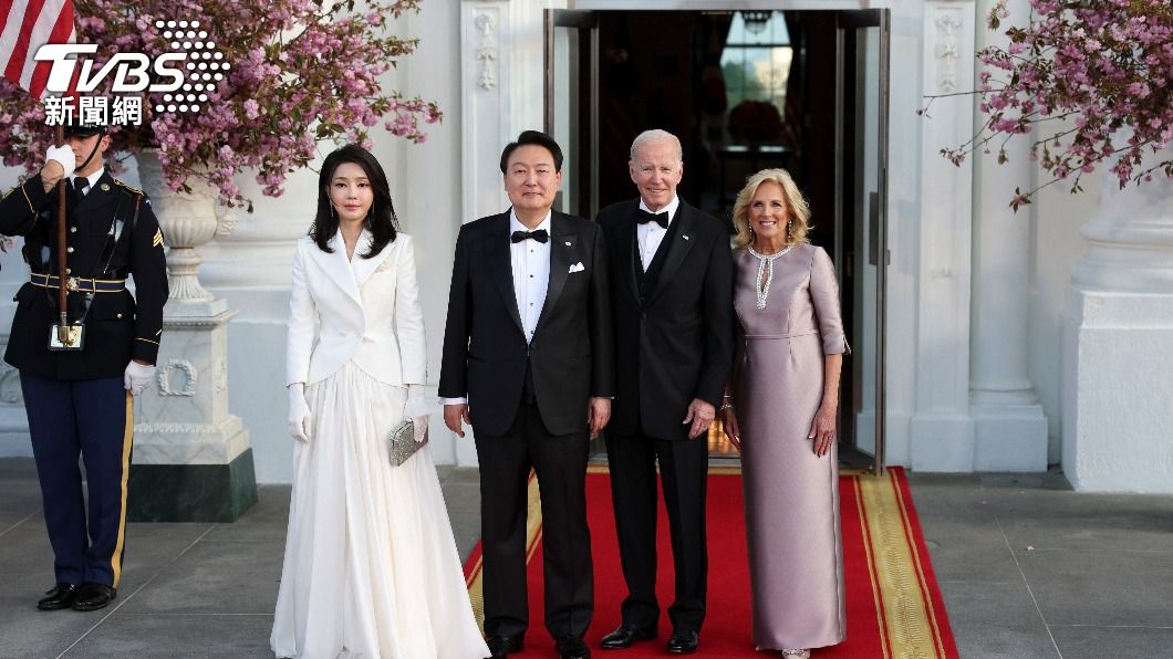尹錫悅夫婦訪美得到美方隆重設國宴接待。(圖/達志影像路透社)