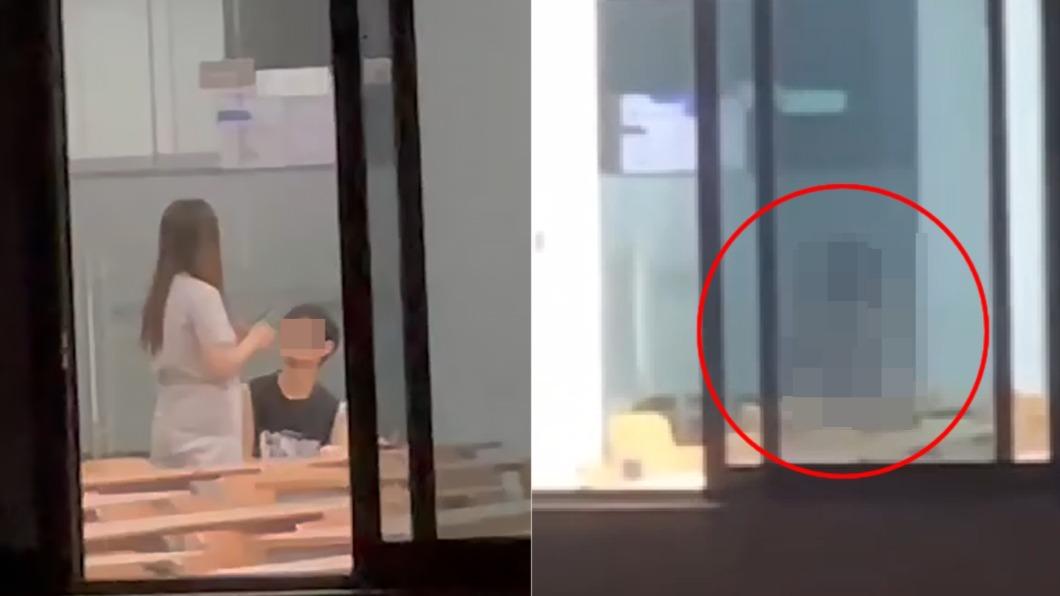 小情侶在教室幽會。（圖／翻攝自微博）