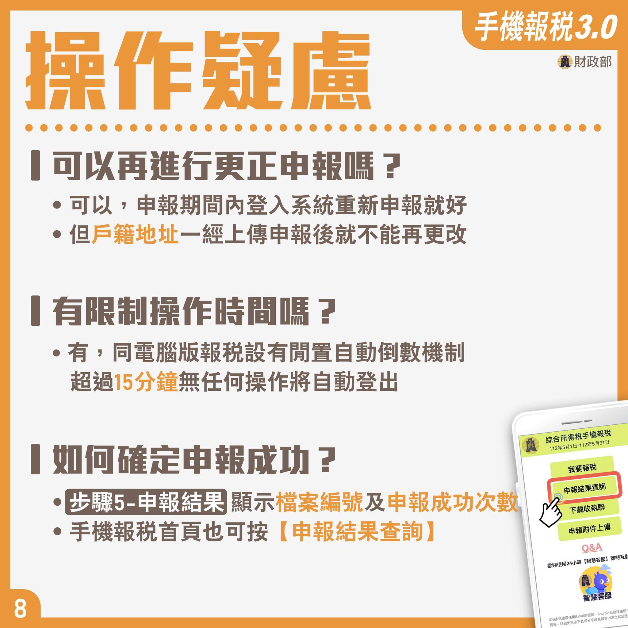 手機報稅常見問題解答-操作疑慮。(圖/財政部)