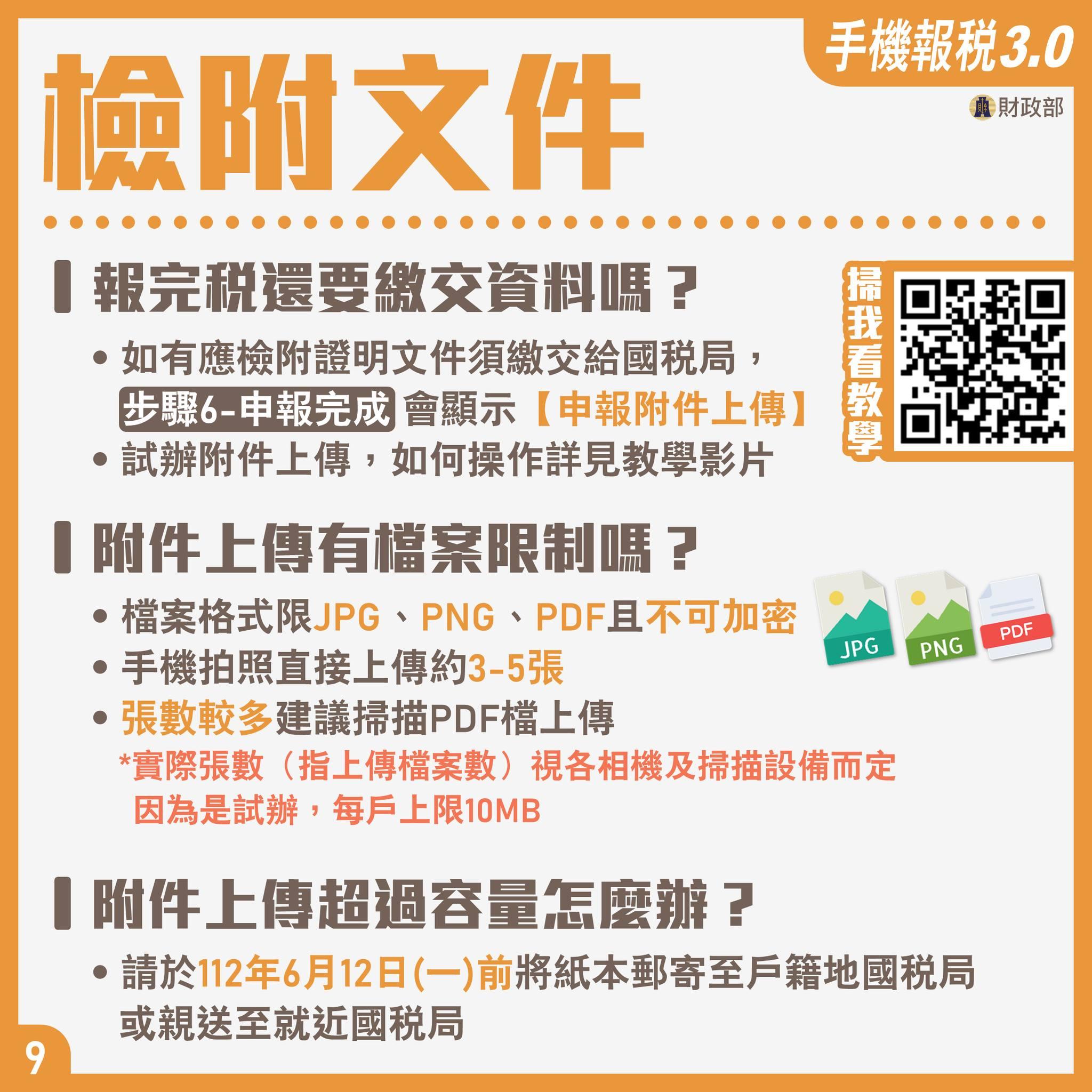 手機報稅常見問題解答-檢附文件。(圖/財政部)