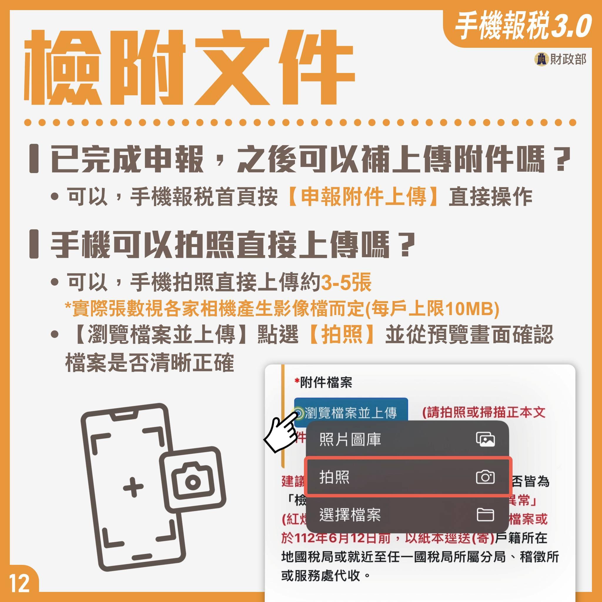手機報稅常見問題解答-檢附文件。(圖/財政部)