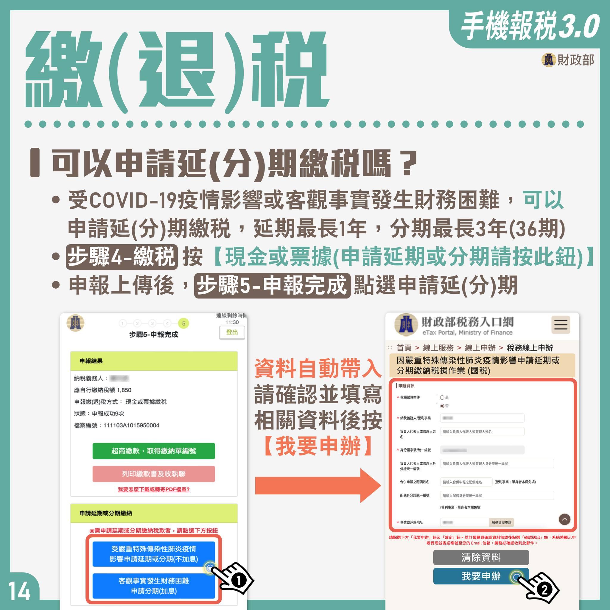 手機報稅常見問題解答-繳(退)稅。(圖/財政部)