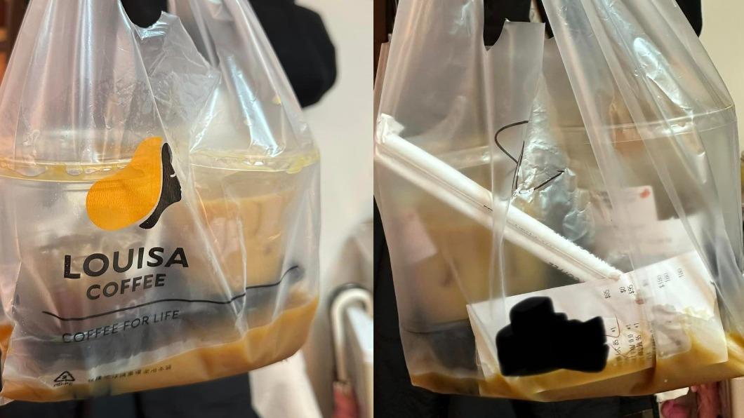 原PO叫的飲料疑似在外送途中外漏,杯內僅剩冰塊而已。(圖/翻攝自「外送員的奇聞怪事」臉書)