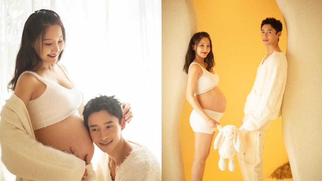 魏晨一連曬出多張老婆孕婦寫真,宣布當爸喜訊。(圖/翻攝自魏晨 微博)