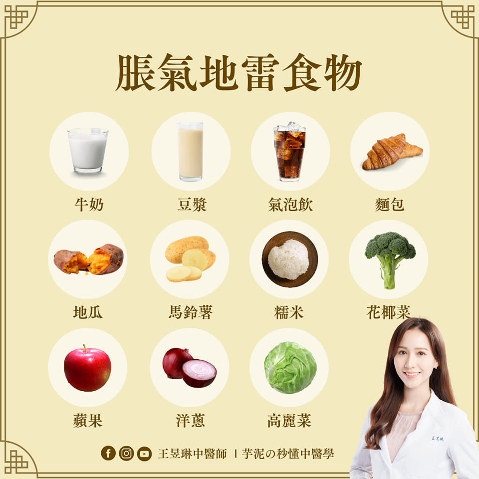 這些常見的食物，都容易引起脹氣。（圖／翻攝自王昱琳中醫師。芋泥の秒懂中醫學。臉書）