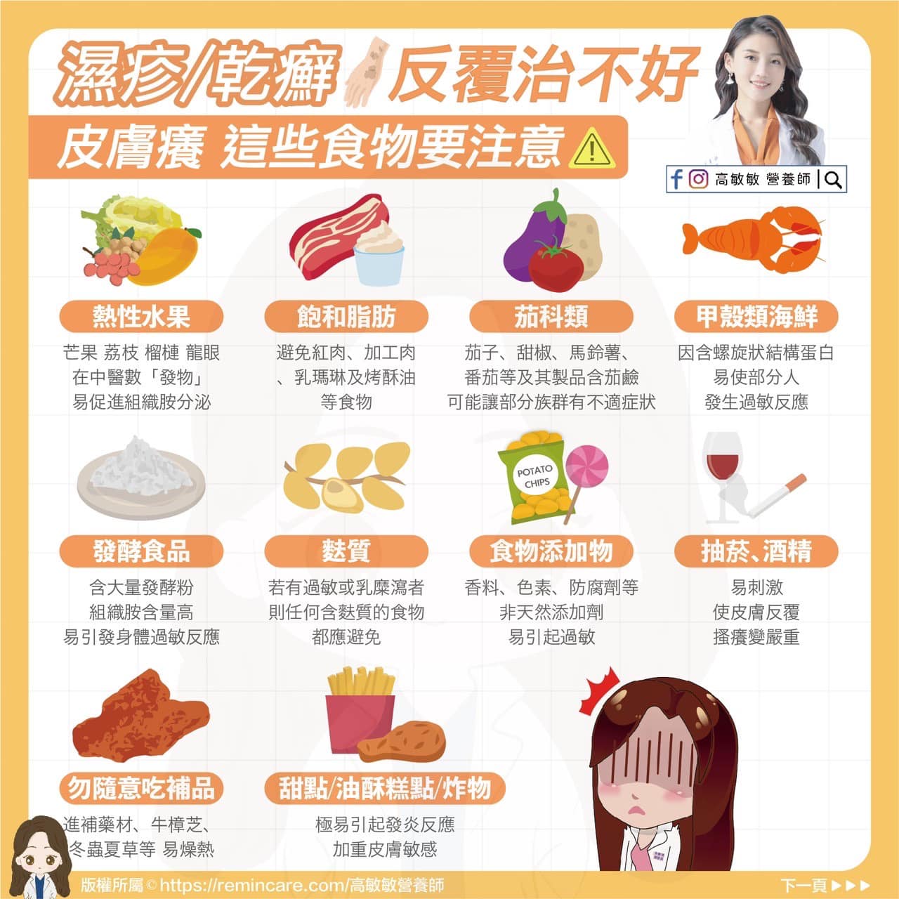 濕疹應避免的食物。(圖/翻攝自高敏敏臉書)