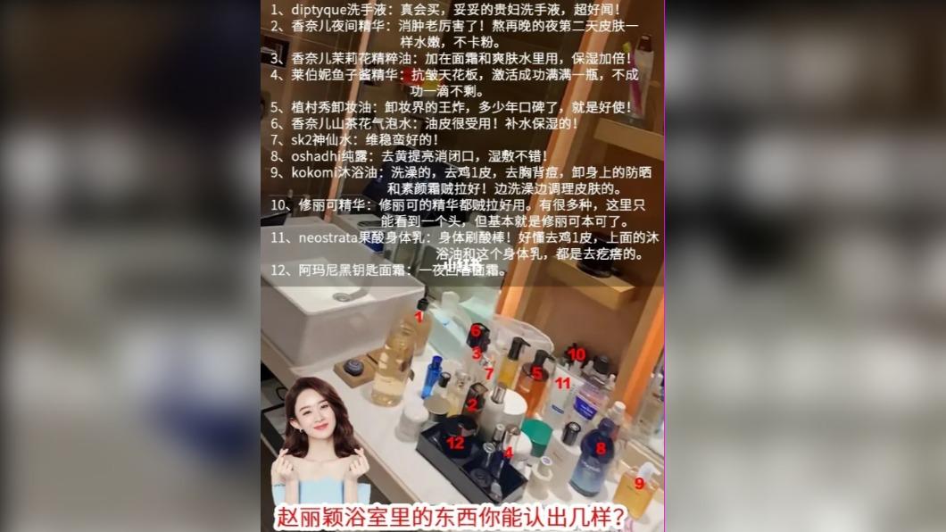 小紅書整理出趙麗穎愛用品。（圖／翻攝自@kkm-moom小紅書）