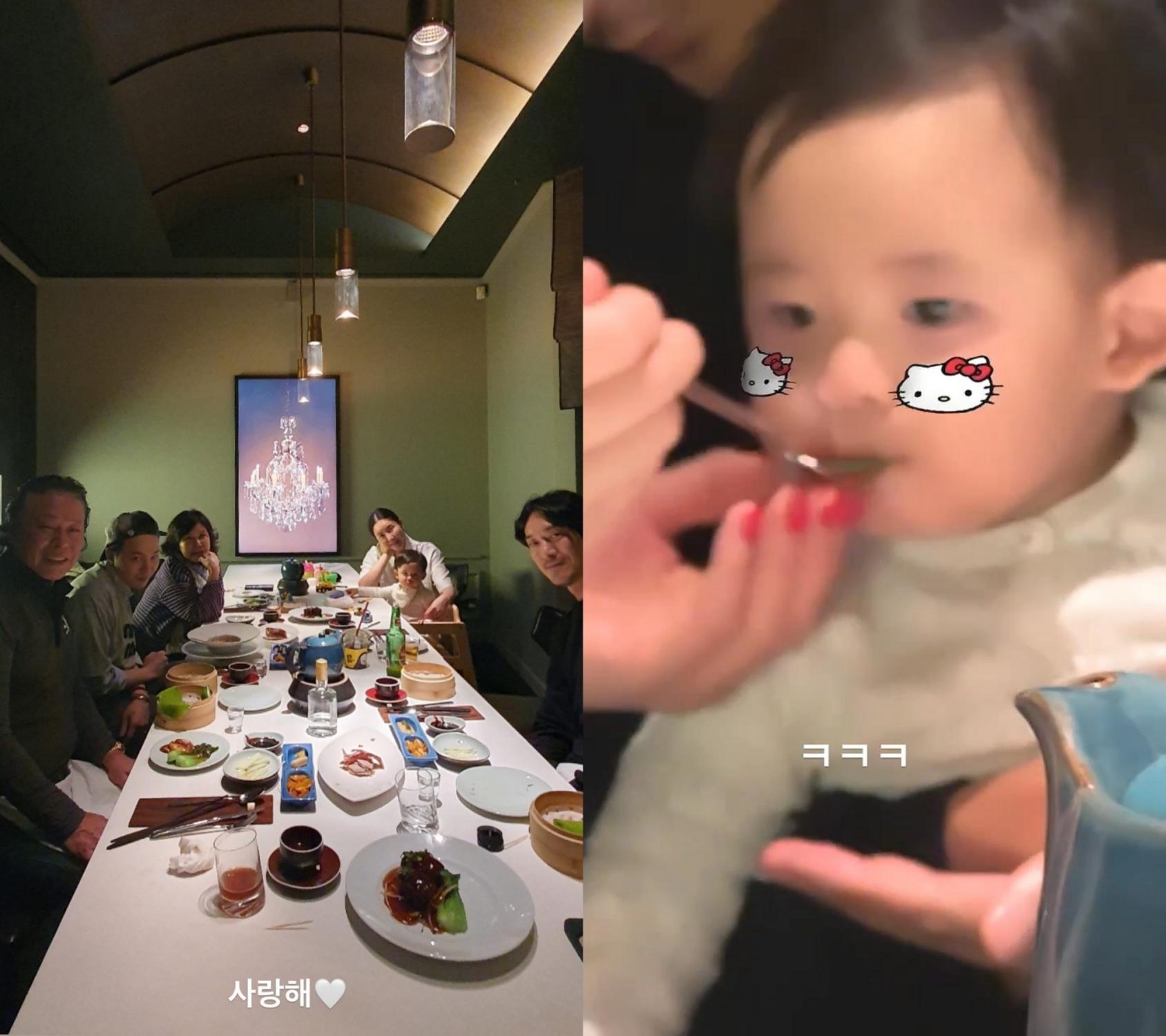 權多美分享家族聚餐照,1歲多的孩子肉呼呼模樣相當可愛。(圖/翻攝自權多美IG)