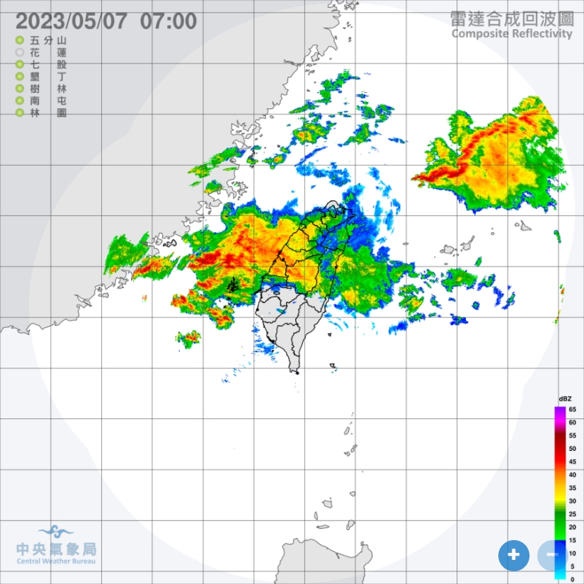 梅雨鋒面由北往南擴散,8日清晨低溫約15到16度。(圖/中央氣象局)