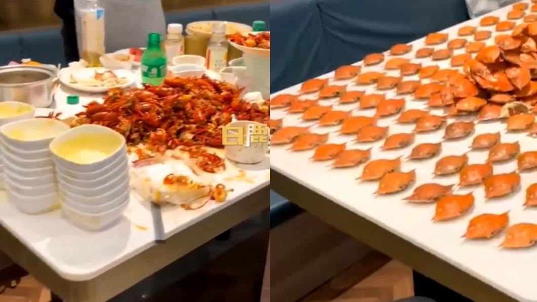 大陸一群朋友去吃到飽用餐，「戰績」驚人。（圖／翻攝自微博）