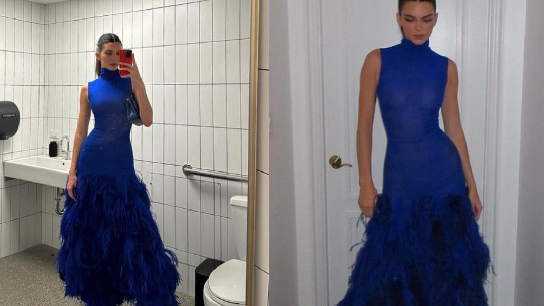 詹娜曬出一套藍色禮服。（圖／翻攝自Kendall Jenner IG）