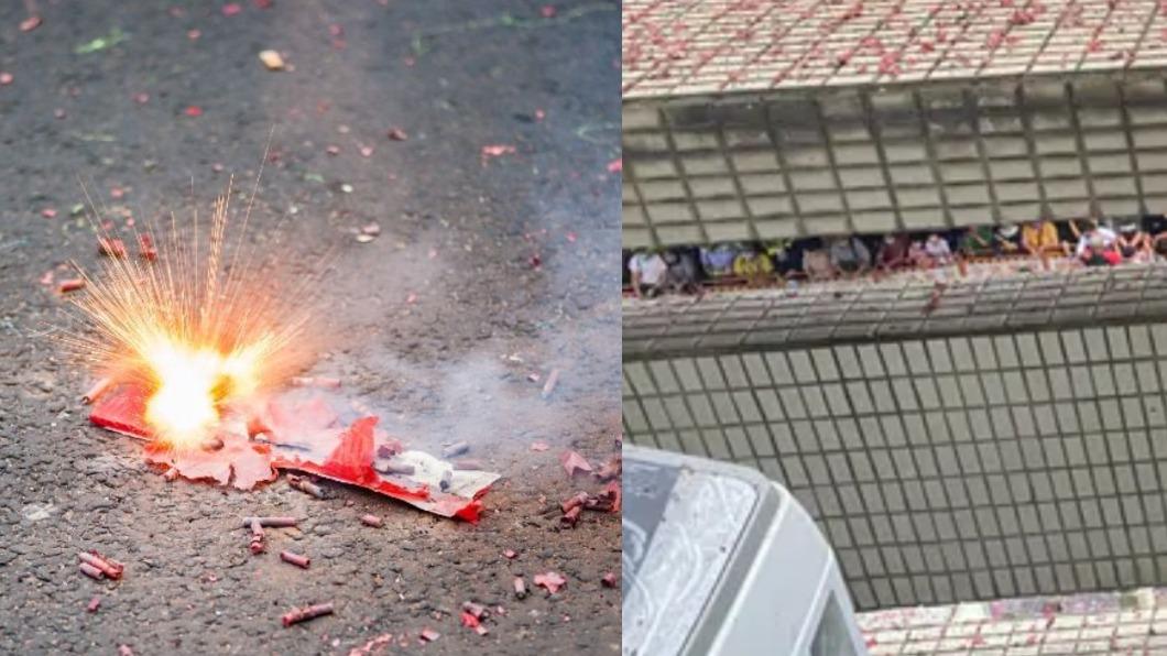 廟會狂放鞭炮，住戶曝4樓陽台慘況氣炸。（圖／Shutterstock達志影像、翻攝自Dcard）