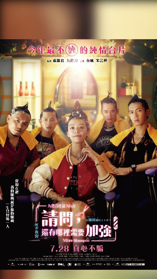 片商釋出「洗頭版」前導海報，四個男星圍繞著宋芸樺。（圖／麻吉砥加電影提供）
