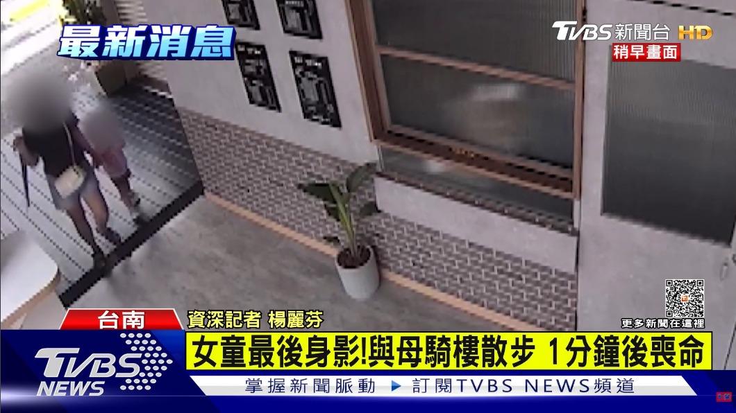 李媽媽與女兒走在騎樓,一分鐘後不幸遭遇車禍。(圖/TVBS)
