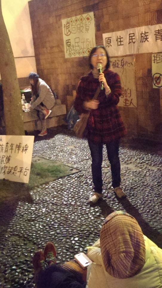 林淑雅2014年曾在陳抗現場力挺原住民。(圖/翻攝自台灣原住民國際訊息平台臉書)