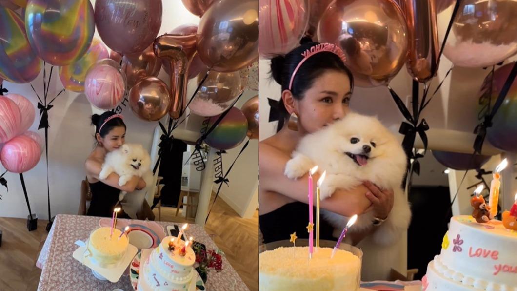 李毓芬緊摟愛犬還不時親吻。(圖/翻攝自李毓芬IG)