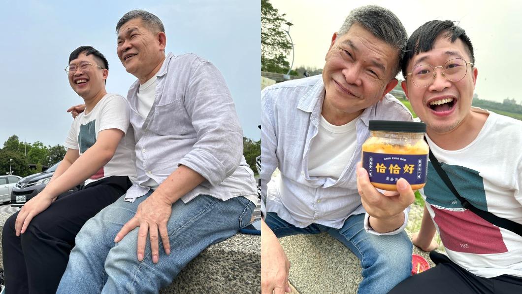 澎恰恰和兒子皮皮一起賣泡菜。(圖/翻攝自澎恰恰臉書)
