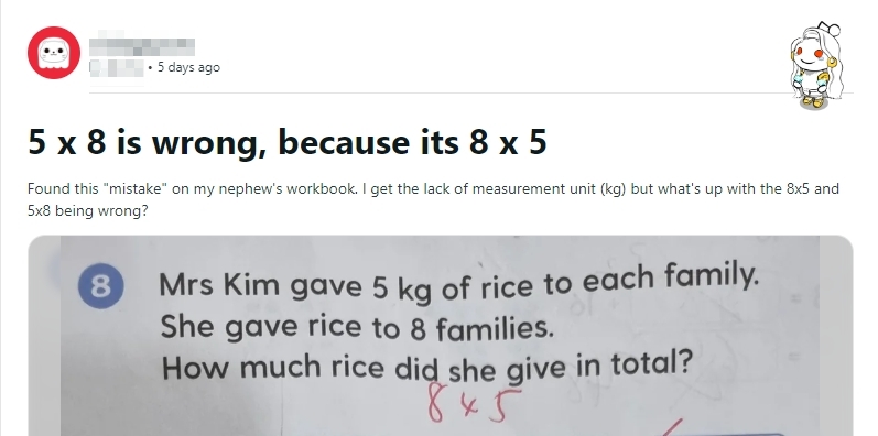 小學數學題難倒一眾網友。(圖/翻攝自reddit)