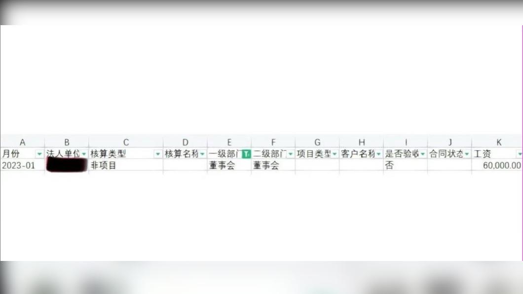 網友發現董事長的薪資單。(圖/翻攝自「小掙青年」微博)