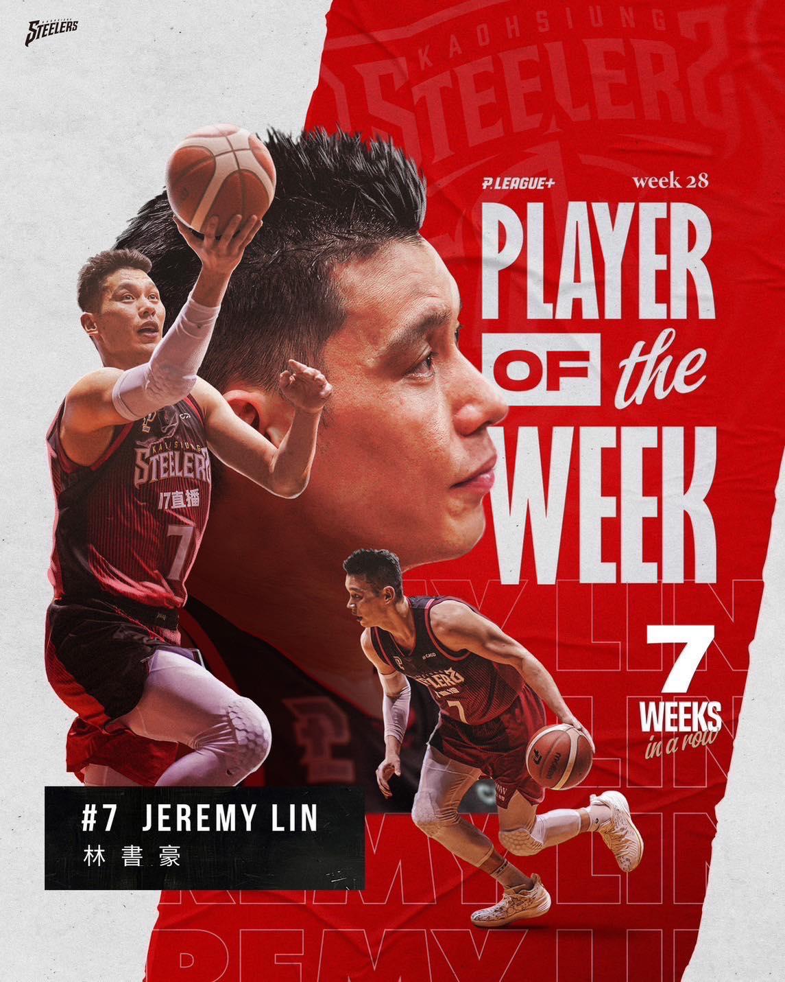 林書豪連續七週奪單週MVP。（圖／球團提供）