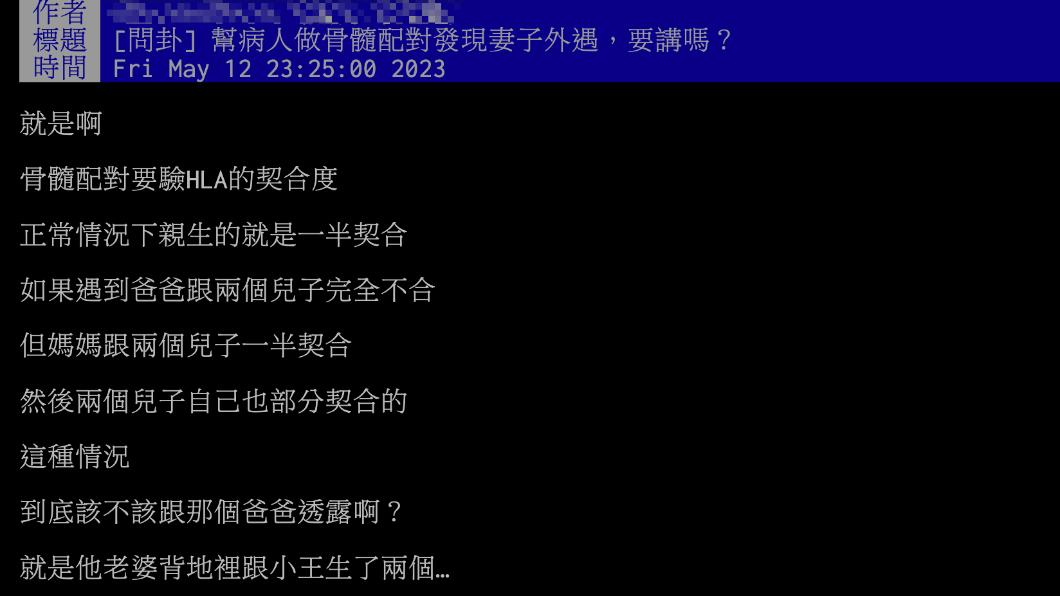 原PO懷疑媽媽出軌,而爸爸被蒙在鼓裡。(圖/翻攝自PTT)