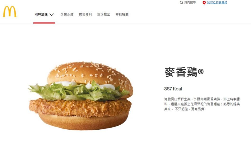 「正版」麥香雞與宣傳圖完全不同。(圖/翻攝自麥當勞官網)